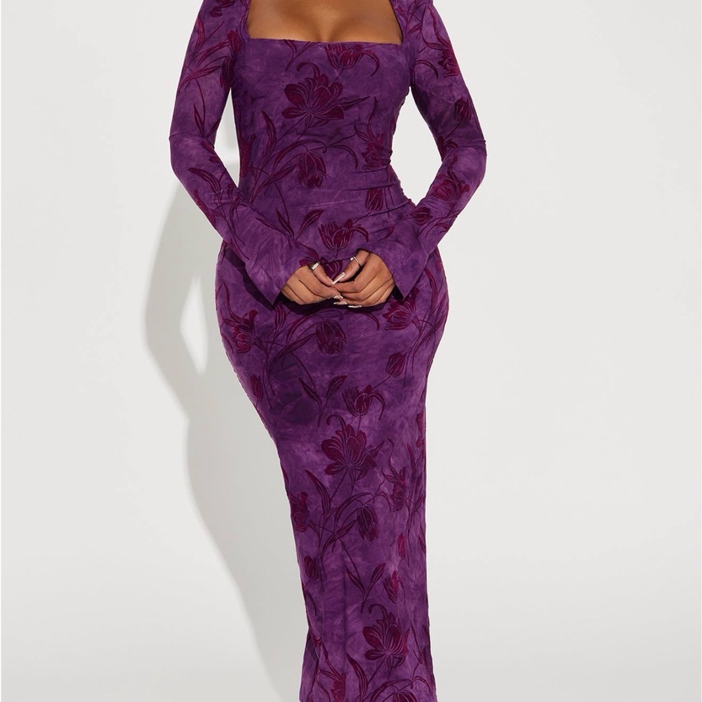 Velvet Purple Floral Dress